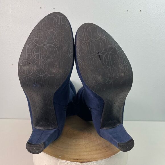 Hot in Hollywood Blue Leather Over the Knee Slouchy Boots Size 8W EUC - Picture 8 of 10